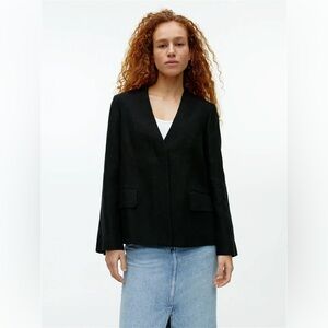 Arket Collarless Linen Blazer